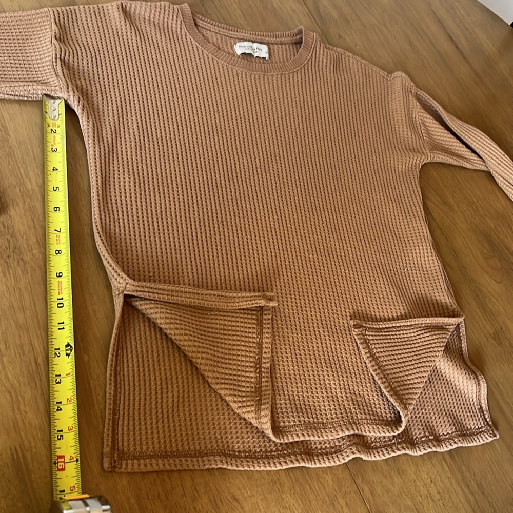Abercrombie, waffle knit long sleeve, tan, size small - Picture 6 of 7